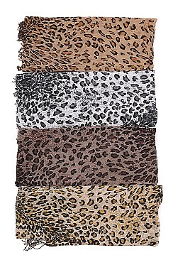Pack of 12 (pieces) Assorted Leopard Scarves