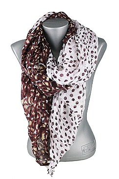 Pack of (12 Pieces ) Assorted Color Two Tone Polka Dot Scarves FM-SF106