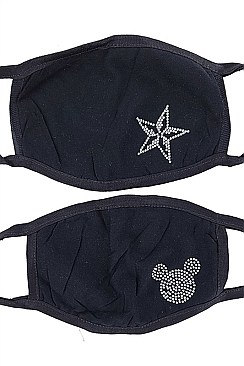PACK OF 12 CLASSY GLITTER DESIGN REUSABLE MASK