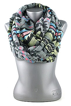 PACK OF (12 PCS) ASSORTED COLOR AZTEC TRIBAL PRINT INFINITY SCARVES