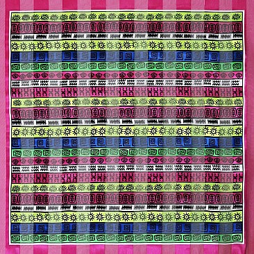 AFRICAN PRINT AZTEC TRIBAL SYMBOLS  Multi-Colored Satin Scarf / HEAD WRAP