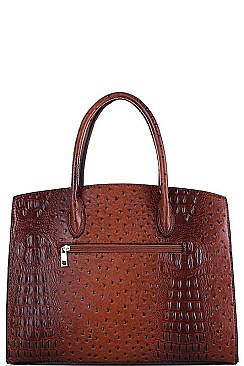 2 IN 1 CROC PATTERN SATCHEL WITH LONG STRAP
