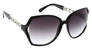 PACK OF 12 OVERSIZED FRAME WITH CHAIN TEMPLE ACCENT SUNGLASSES