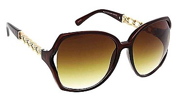 PACK OF 12 OVERSIZED FRAME WITH CHAIN TEMPLE ACCENT SUNGLASSES