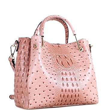 OSTRICH PRINT BUCKET SATCHEL