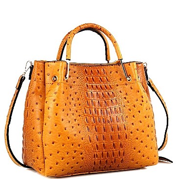 OSTRICH PRINT BUCKET SATCHEL