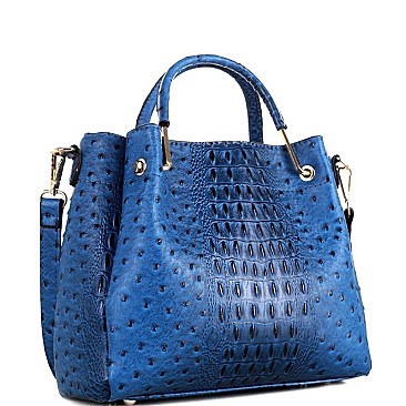 OSTRICH PRINT BUCKET SATCHEL