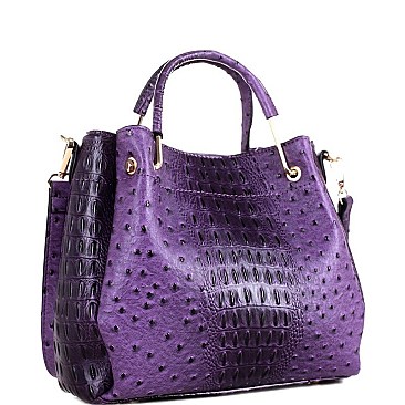 OSTRICH PRINT BUCKET SATCHEL