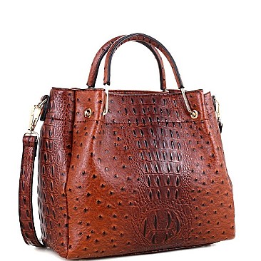 OSTRICH PRINT BUCKET SATCHEL