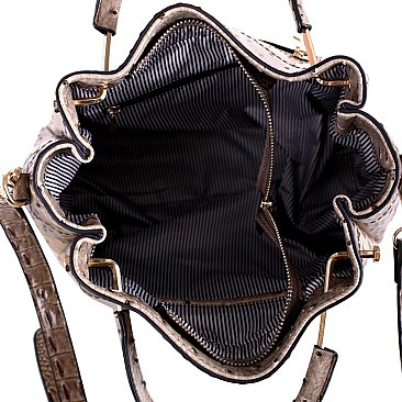 OSTRICH PRINT BUCKET SATCHEL