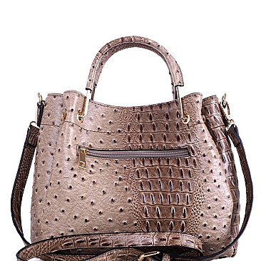 OSTRICH PRINT BUCKET SATCHEL