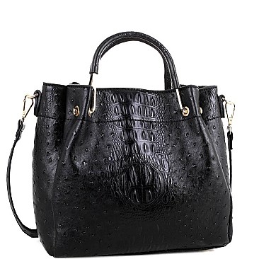 OSTRICH PRINT BUCKET SATCHEL
