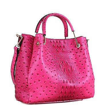 OSTRICH PRINT BUCKET SATCHEL