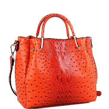 OSTRICH PRINT BUCKET SATCHEL
