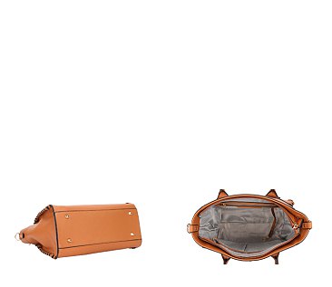 2-in-1 Whip Stitch Design Satchel Bag and Wallet Set