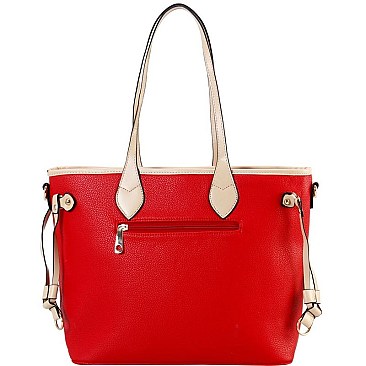 Two-Tone Classic 2 in 1 Shopper Tote Wristlet Set