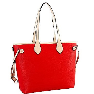 Two-Tone Classic 2 in 1 Shopper Tote Wristlet Set