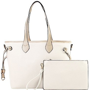 Two-Tone Classic 2 in 1 Shopper Tote Wristlet Set