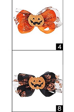 Pack of 12 Wacky Halloween Theme Hair Bow Clip