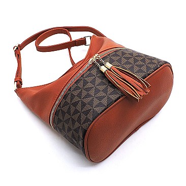 Monogram Tassel Zip Bucket Crossbody Bag