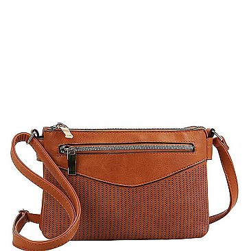 FASHIONABLE TEXTURED PU LEATHER MESHED CROSSBODY BAG JYSJ-0032