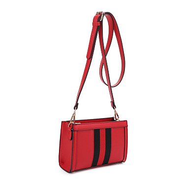 Trim Accent Crossbody Bag red