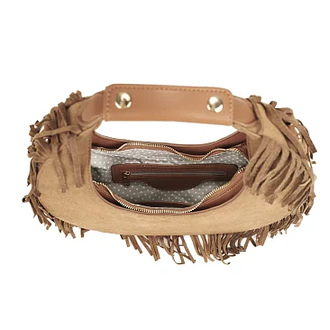 Round Shape Fringe Hobo Bag