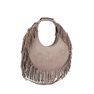 Round Shape Fringe Hobo Bag
