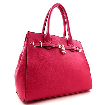 Belted & Padlock Accent Celebrity Fashion Tote