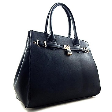 Belted & Padlock Accent Celebrity Fashion Tote