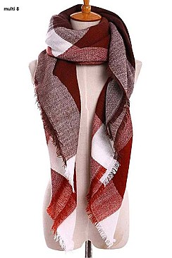 MULTI TONE PLAID OVERSIZED BLANKET SCARVES SHAWLS