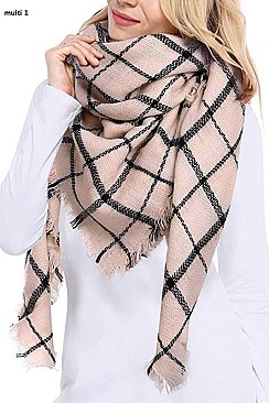 MULTI TONE PLAID OVERSIZED BLANKET SCARVES SHAWLS