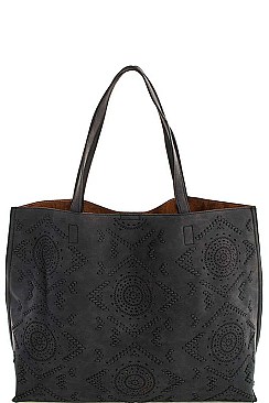 Chic Smooth Textured PU Leather Street Level Stylish Pattern Tote Bag JYSL-380