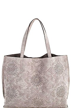 Chic Smooth Textured PU Leather Street Level Stylish Pattern Tote Bag JYSL-380