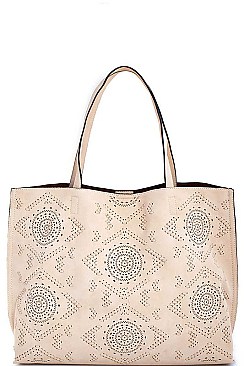 Chic Smooth Textured PU Leather Street Level Stylish Pattern Tote Bag JYSL-380
