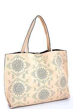 Chic Smooth Textured PU Leather Street Level Stylish Pattern Tote Bag JYSL-380