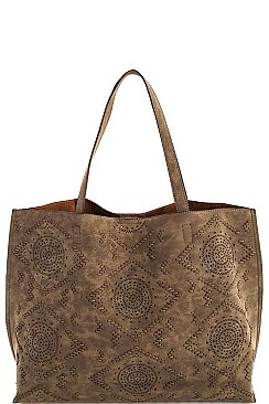 Chic Smooth Textured PU Leather Street Level Stylish Pattern Tote Bag JYSL-380