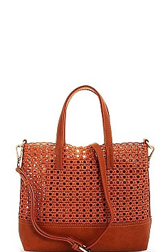 STYLISH NATURAL WOVEN 2-TONE TOTE JYSL-595