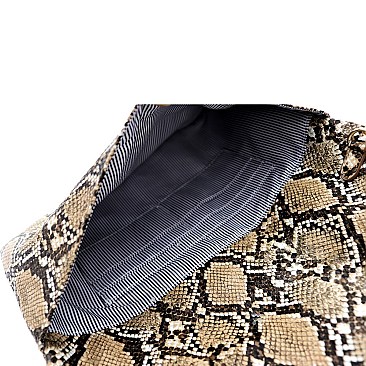 Large Snake Print Envelope Clutch Shoulder Bag