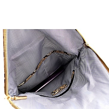 Large Snake Print Envelope Clutch Shoulder Bag