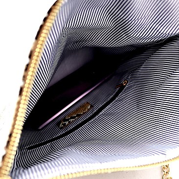 Snake Print Tassel Accent Clutch Shoulder Bag
