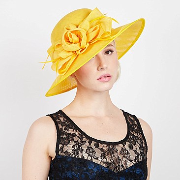 WOVEN ROSE BOW TEA HAT