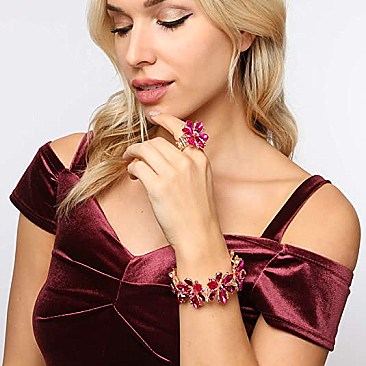 FASHION FLORAL STONE STRETCH BRACELET