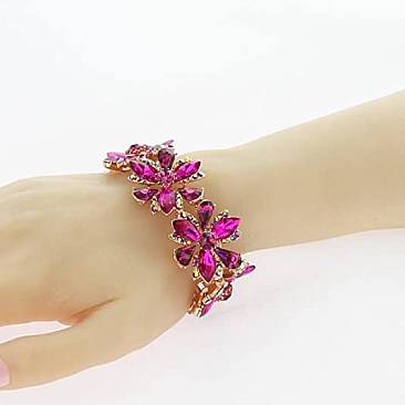 FASHION FLORAL STONE STRETCH BRACELET