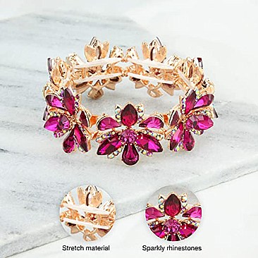 FASHION FLORAL STONE STRETCH BRACELET