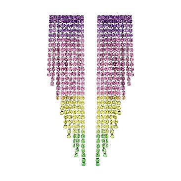 Long Waterfall Crystal Rainbow Earrings