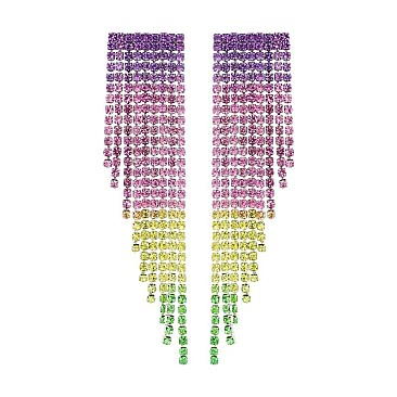 Long Waterfall Crystal Rainbow Earrings