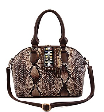 TOP QUALITY EMBOSSED SNAKE PRINT SATCHEL