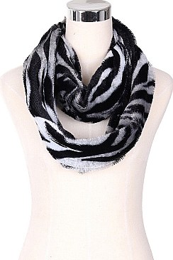 PACK OF 12 ASSORTED COLOR ANIMAL PRINT SOFT FUR INFINITY SCARVES