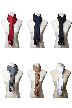 PACK OF 12 CLASSIC ASSORTED COLOR CLASSIC PLAIN SCARVES